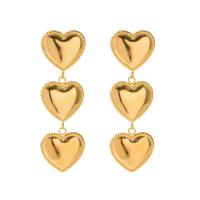 Stainless Steel Drop Earring, 304 Stainless Steel, Heart, 18K gold plated, fashion jewelry & for woman, golden [