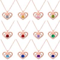 Rhinestone Brass Necklace, with 1.96inch extender chain, Heart, fashion jewelry & for woman & with rhinestone Approx 18.11 Inch [