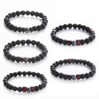 Lava Bead Bracelet, with Labradorite & Wood, fashion jewelry & Unisex Approx 7.09-7.48 Inch [