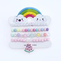 Resin Bracelets, Watermelon, 4 pieces & for children, multi-colored, Inner Approx 45mm 