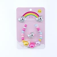Resin Jewelry Sets, Stud Earring & finger ring & bracelet, Fox, for children, multi-colored 