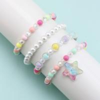 Resin Bracelets, Star, 4 pieces & for children, multi-colored, Inner Approx 45mm 