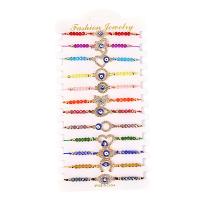 Evil Eye Jewelry Bracelet, Zinc Alloy, with Polyester Cord & Crystal, plated, 12 pieces & for woman & with rhinestone Approx 7-11 Inch [