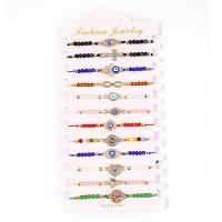 Evil Eye Jewelry Bracelet, Zinc Alloy, with Polyester Cord & Crystal, plated, 12 pieces & for woman & enamel & with rhinestone Approx 7-11 Inch [