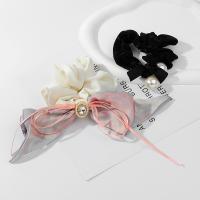 Ponytail Holder, Cloth, with Plastic Pearl, handmade & for woman & with rhinestone 