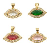 Cubic Zirconia Micro Pave Brass Pendant, Lip, gold color plated, fashion jewelry & DIY & micro pave cubic zirconia & for woman 