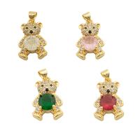 Cubic Zirconia Micro Pave Brass Pendant, Bear, gold color plated, fashion jewelry & micro pave cubic zirconia & for woman Approx 3mm 