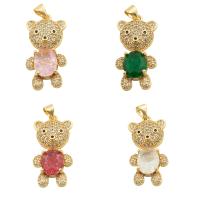Cubic Zirconia Micro Pave Brass Pendant, Bear, gold color plated, fashion jewelry & DIY & micro pave cubic zirconia & for woman Approx 3mm 