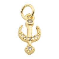 Cubic Zirconia Micro Pave Brass Pendant, Anchor, gold color plated, fashion jewelry & DIY & micro pave cubic zirconia & for woman, golden Approx 3mm 
