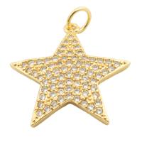 Cubic Zirconia Micro Pave Brass Pendant, Star, gold color plated, fashion jewelry & DIY & micro pave cubic zirconia & for woman, golden Approx 3mm 