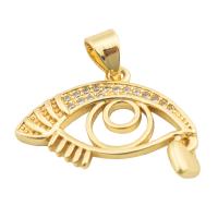Cubic Zirconia Micro Pave Brass Pendant, Evil Eye, gold color plated, fashion jewelry & DIY & micro pave cubic zirconia & for woman, golden [