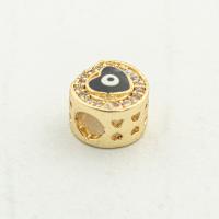 Mode Evil Eye Perlen, 925er Sterling Silber, goldfarben plattiert, DIY & Micro pave Zirkonia, 8x8x6mm, Bohrung:ca. 0.3mm, verkauft von PC[