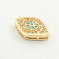 Connecteur de bijoux de mauvais œil, Argent sterling 925, Placage de couleur d'or, DIY & pavé de micro zircon Environ 0.1mm, Vendu par PC[