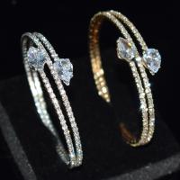 Zinc Alloy Cuff Bangle & for woman & with rhinestone 15mm, Inner Approx 58mm [