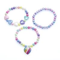 Plastic Jewelry Bracelet, Heart, three pieces & for children, multi-colored, Inner Approx 45mm 