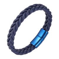 PU Leather Cord Bracelets, with 316L Stainless Steel, Vacuum Ion Plating, punk style & for man cm [
