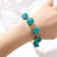 Zinc Alloy Resin Bracelets, with Resin, Square, gold color plated, fashion jewelry & for woman Approx 22 cm [