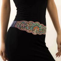 Decorative Chain Belt, Seedbead, with Wool Fabric, for woman [