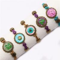 Resin Bracelets, with Dried Flower & PU Leather & Brass, plated, Unisex & epoxy gel Approx 6-8 Inch 