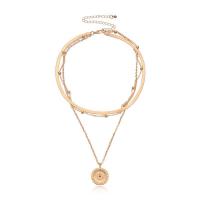 Fashion Multi Layer Necklace, Zinc Alloy, with 4inch extender chain, Flat Round, plated, multilayer & for woman Approx 13.4 Inch, Approx  14.2 Inch, Approx 15.9 Inch 