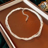 Fashion Multi Layer Necklace, Brass, fashion jewelry & multilayer & for woman, silver color Approx 44.5 cm 