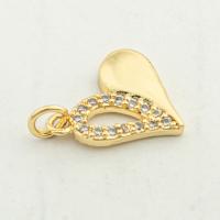 Cubic Zirconia Micro Pave Sterling Silver Pendant, 925 Sterling Silver, Heart, gold color plated, DIY & micro pave cubic zirconia Approx 0.3mm 