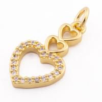 Cubic Zirconia Micro Pave Brass Pendant, Heart, high quality gold color plated, DIY & micro pave cubic zirconia Approx 3mm 
