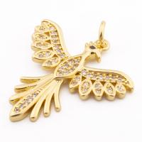 Cubic Zirconia Micro Pave Brass Pendant, Phoenix, high quality gold color plated, DIY & micro pave cubic zirconia Approx 3mm 