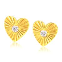 Cubic Zirconia Micro Pave Brass Earring, Zinc Alloy, Heart, 24K gold plated, fashion jewelry & micro pave cubic zirconia & for woman [