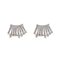 Cubic Zirconia Micro Pave Brass Earring, Copper Alloy, platinum plated, fashion jewelry & micro pave cubic zirconia & for woman 