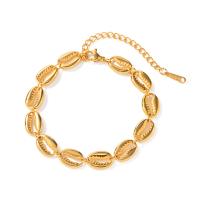 Stainless Steel Chain Bracelets, 304 Stainless Steel, with 5.5cm extender chain, Shell, plated, fashion jewelry, gold, 8mm cm [