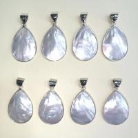 Zinc Alloy Shell Pendants, with Shell, Oval, plated, DIY, white [