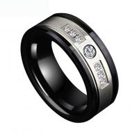 Нержавеющая сталь Rhinestone палец кольцо, Нержавеющая сталь 304, вакуумное ионное покрытие, разный размер для выбора & Мужский & со стразами, 8mm, 2.5mm, размер:7-13, продается PC