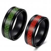 Enamel Stainless Steel Finger Ring, 304 Stainless Steel, with Carbon Fibre, Vacuum Ion Plating & for man 8mm, 2.5mm, US Ring [