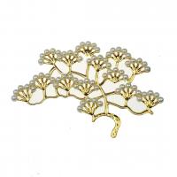 Hair Stick Findings, Iron, with Plastic Pearl, Branch, gold color plated, DIY [