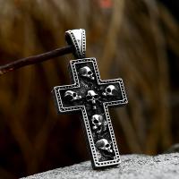 Stainless Steel Cross Pendants, 304 Stainless Steel, Skull Cross, polished, vintage & DIY, original color [