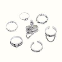 Zinc Alloy Ring Set, silver color plated, 7 pieces & fashion jewelry & for woman [