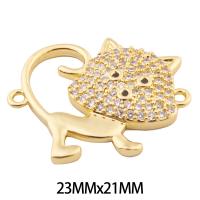 Cubic Zirconia Micro Pave Brass Pendant, high quality gold color plated, DIY & micro pave cubic zirconia & double-hole Approx 1mm 