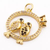 Cubic Zirconia Micro Pave Brass Pendant, high quality gold color plated, DIY & micro pave cubic zirconia Approx 3mm 