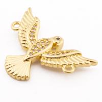 Cubic Zirconia Micro Pave Brass Pendant, Bird, high quality gold color plated, DIY & micro pave cubic zirconia & double-hole Approx 1mm 
