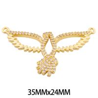 Cubic Zirconia Micro Pave Brass Pendant, Phoenix, high quality gold color plated, DIY & micro pave cubic zirconia & double-hole Approx 1mm 