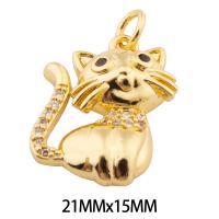Cubic Zirconia Micro Pave Brass Pendant, Cat, high quality gold color plated, DIY & micro pave cubic zirconia Approx 3mm 