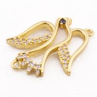 Cubic Zirconia Micro Pave Brass Pendant, Bird, high quality gold color plated, DIY & micro pave cubic zirconia Approx 1mm 