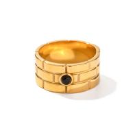ジェムス トーンのステンレス鋼の指環, 304ステンレススチール, とともに ブラックアゲート, 18Kゴールドメッキ, ファッションジュエリー & 異なるサイズの選択 & 女性用, 金色, 9.3mm, 売り手 パソコン[