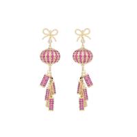Cubic Zirconia Micro Pave Brass Earring, Lantern, gold color plated, fashion jewelry & micro pave cubic zirconia & for woman 