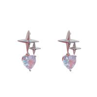 Cubic Zircon Brass Earring, Copper Alloy, Heart, platinum plated, fashion jewelry & micro pave cubic zirconia & for woman 