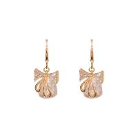 Cubic Zircon Brass Earring, Copper Alloy, Bowknot, gold color plated, fashion jewelry & micro pave cubic zirconia & for woman 