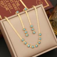 Turquoise Stainless Steel Jewelry Sets, 304 Stainless Steel, with turquoise, gold color plated, fashion jewelry & for woman 