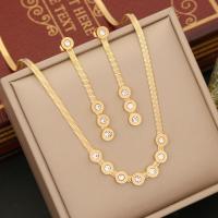 Cubic Zirconia Stainless Steel Jewelry Sets, 304 Stainless Steel, gold color plated & micro pave cubic zirconia & for woman 