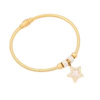 Stainless Steel Charm Bracelet, 304 Stainless Steel, with Resin, gold color plated & for woman & with rhinestone Approx 7.9 Inch [